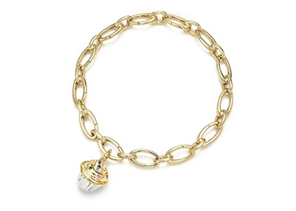 Gold Plated Womens Ice cream Charm Bracelet